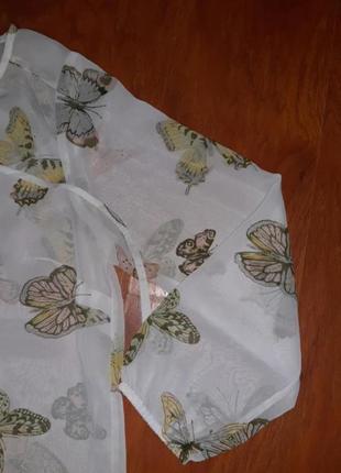 Шифонова блуза вільного крою принт метелики5 фото