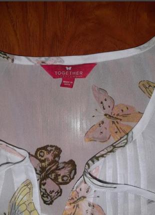 Шифонова блуза вільного крою принт метелики4 фото