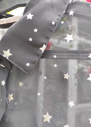 Наровпрозрачная рубашка с серебряными звездочками, хорошо подойдет на размер хс-с7 фото