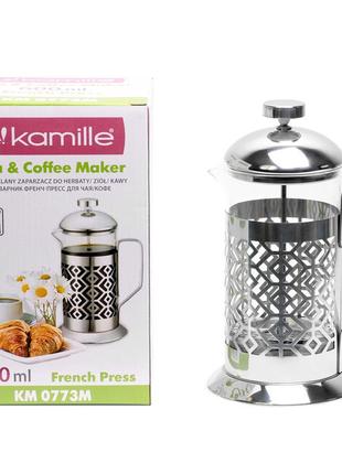 Заварник френчпресс kamille 600мл  для чая и кофе km-0773m