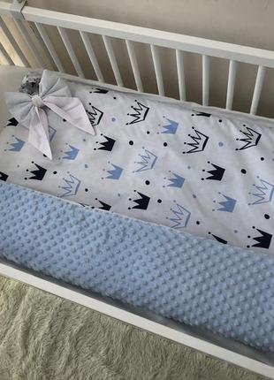 Демисезонный конверт-одеяло baby comfort с плюшем короны голубой3 фото