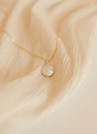 Кольє під золото ретро вінтаж підвіска імітація барокова перлина перли жемчуг цепочка кулон3 фото