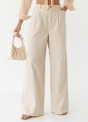 Женские брюки-палаццо - бежевый цвет, l (есть размеры)