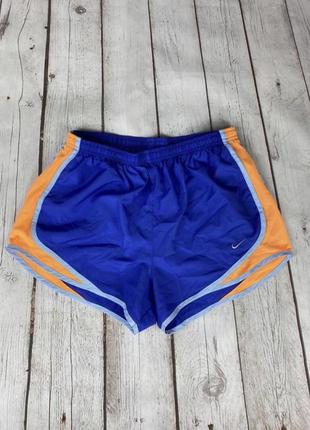 Спортивні бігові жіночі шорти з підшортниками 2в1 синього кольору короткі nike running tempo short