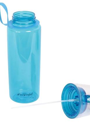 Спортивна пляшка для води kamille блакитний 570мл з пластику km-23014 фото