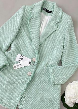 Твидовое пальто zara пиджак блейзер оригинал