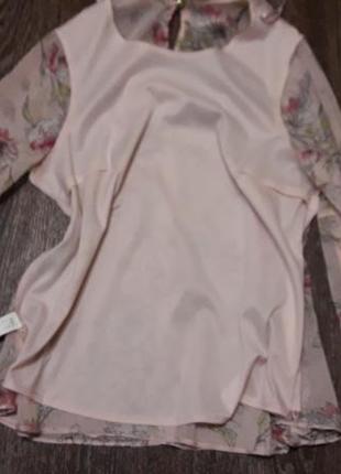 F&f шифлновая блуза  в цветах нарядная р.103 фото