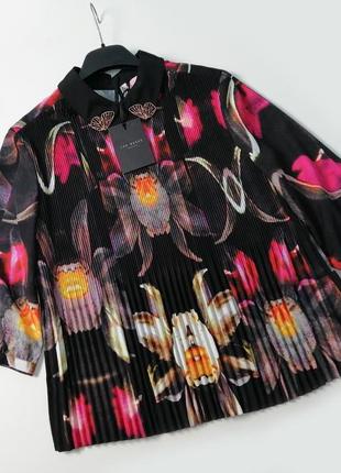 Новая плиссированная блуза с цветочным принтом с воротником ted baker