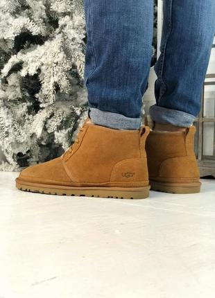 💥акция💥мужские ботинки угги, ugg neumel brown, зимние коричневые с мехом6 фото
