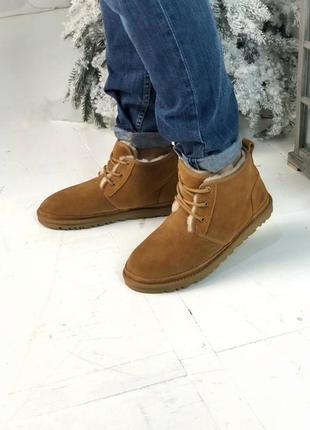 💥акція💥чоловічі черевики уггі, ugg neumel brown, зимові коричневі, з хутром7 фото