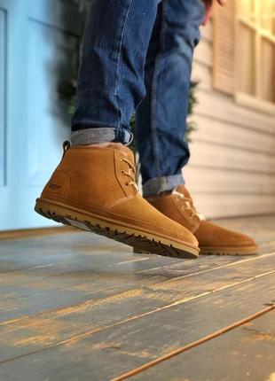 💥акция💥мужские ботинки угги, ugg neumel brown, зимние коричневые с мехом10 фото