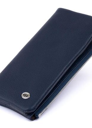 Вертикальный кошелек на кнопке женский st leather 19203 темно-синий1 фото