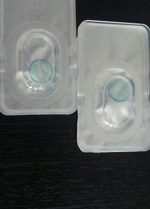 Лінзи для очей блакитні, косметичні (без діоптрій) + контейнер+щипці та присоска в футлярі.3 фото