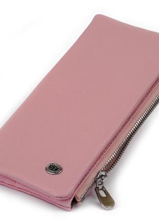 Вертикальний гаманець на кнопці жіночий st leather 19201 рожевий1 фото