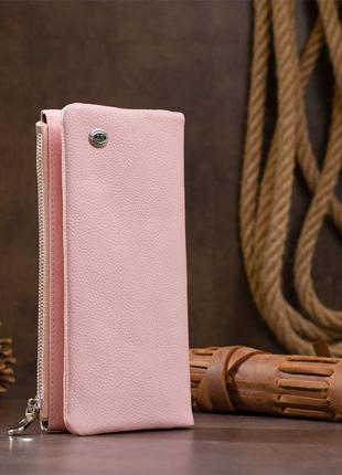 Вертикальний гаманець на кнопці жіночий st leather 19201 рожевий6 фото