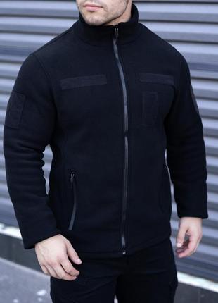 Мужская кофта черная утеплённая  на зиму с молнией с липучками толстовки мужские флисовые на каждый8 фото