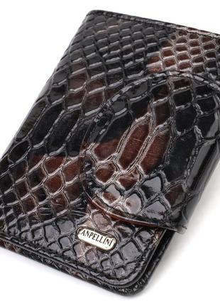 Фактурне жіноче портмоне середнього розміру з натуральної шкіри з тисненням під змію canpellini 21805
