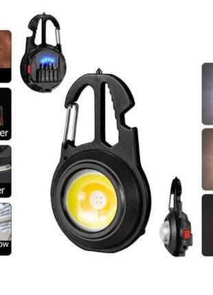 Аккумуляторный led фонарик с карабином w5137 с type-c (7 режимов, карабин, отвертки) черный