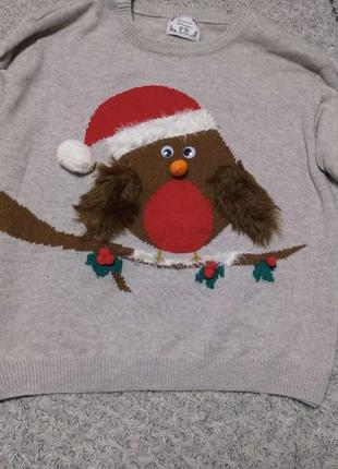 Новогодний свитер птичка xxl