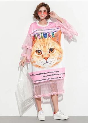 Сукня,платье,туника,сарафан с кошкой,с котом,с фатином,пышное платьице на лето2 фото