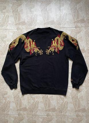 Свитшот y2k maharishi dragon big embroidered logo london sweatshirt supreme nike balenciaga raf simons rick owens issey miyake