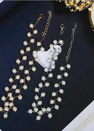 Чокер ожерелье жемчуг серебристое на шею2 фото