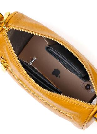 Красивая сумка на плечо кросс-боди из натуральной кожи 22100 vintage желтая5 фото