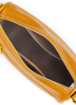 Красивая сумка на плечо кросс-боди из натуральной кожи 22100 vintage желтая4 фото