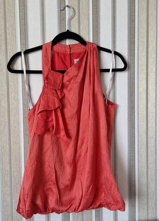 Шовкова блуза топ karen millen розмір 10 mulberry silk темно помаранчевого кольору1 фото