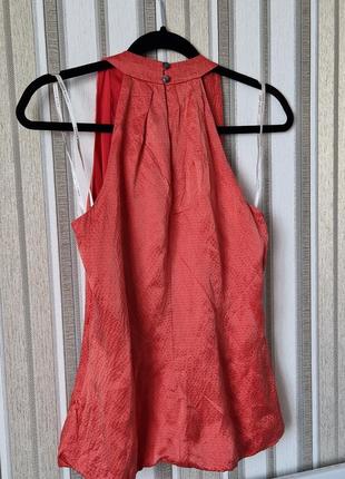 Шовкова блуза топ karen millen розмір 10 mulberry silk темно помаранчевого кольору7 фото