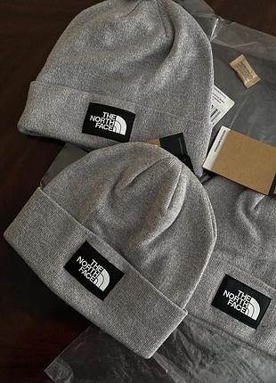 Шапка мужская женская серая the north face