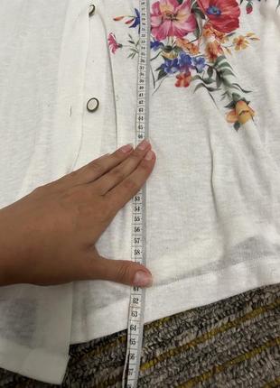 Женская рубашка блуза белая с цветами летучая мышь m l xl3 фото