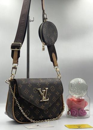 Жіноча сумка 2 в 1 чорна, сумка з гаманцем, сумка 3 в 1, сумка в стилі під ?? луі луї віттон