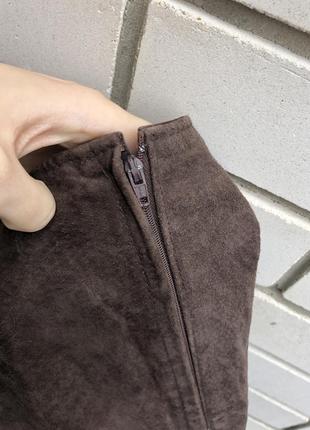 Замшевая коричневая винтажная юбка oasis4 фото