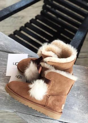 Распродажа! женские зимние сапоги с мехом ugg gita brown suede /осень/зима/весна😍3 фото