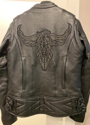 Байкерская мотоциклетная, крутая кожаная куртка diamond, натуральная кожа5 фото