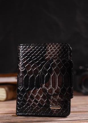 Фактурное женское портмоне среднего размера из натуральной кожи с тиснением под змею canpellini 218056 фото
