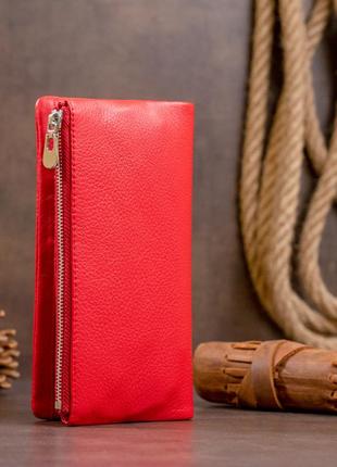 Вертикальный кошелек на кнопке женский st leather 19202 красный7 фото