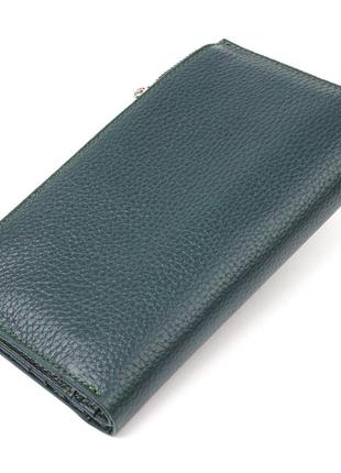 Женский большой вертикальный кошелек из натуральной кожи canpellini 21643 зеленый