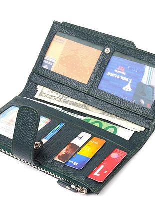 Женский большой вертикальный кошелек из натуральной кожи canpellini 21643 зеленый