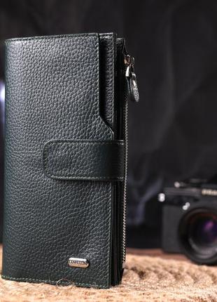 Женский большой вертикальный кошелек из натуральной кожи canpellini 21643 зеленый