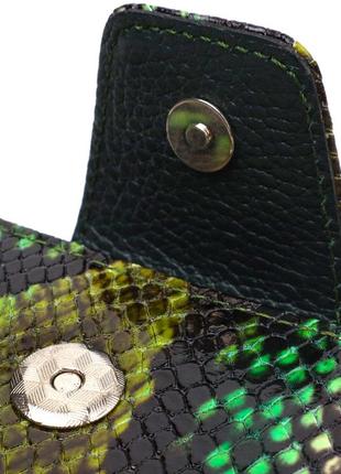 Жіноче фактурне вертикальне портмоне з монетницею на блискавці з натуральної шкіри з тисненням під змію3 фото