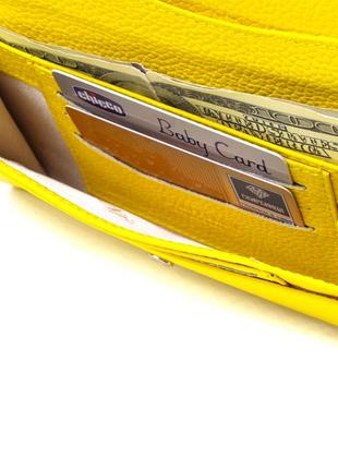 Яркое женское портмоне из натуральной кожи флотар canpellini 21697 желтое4 фото