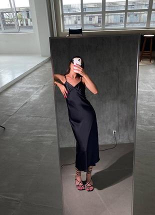 Сукня чорна комбінація шовк шовкова міді2 фото