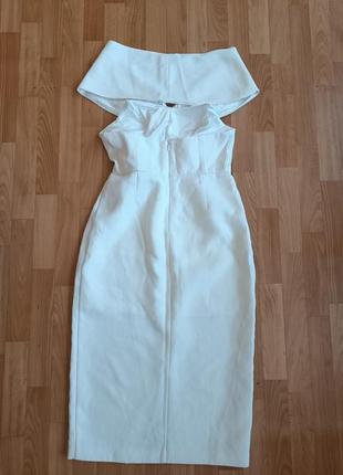 Шикарное белое платье, спущенные плечи6 фото