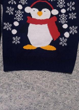 Новогодний свитер пингвин , с пингвином 9-10 лет2 фото