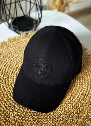 Кепка бейсболка stone island (стон айленд, стоник) з вигнутим козирком чорна, унісекс wuke one size