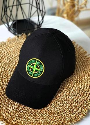 Кепка бейсболка stone island (стон айленд, стоник) з вигнутим козирком чорна 2, унісекс one size