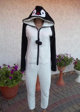 ( 11 - 13 лет ) пингвин флисовый кигуруми пижама домашний комбинезон подростковый б / у