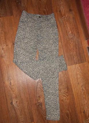 Теплые шерстяные зауженные штаны - высокая посадка -  44-46 размер